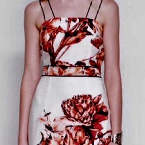 Sachin + Babi White and Red Floral Spaghetti Strap Dress
